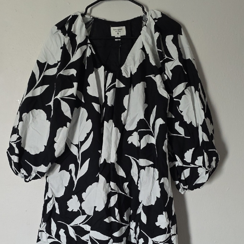 Kate Spade Black and White Floral Midi Dress